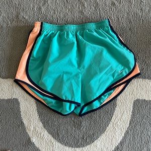Nike Turquoise and Peach Running Shorts